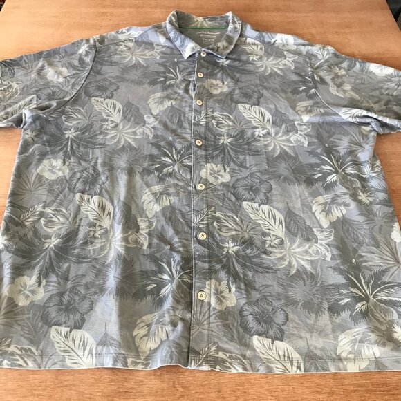 Tommy Bahama Island Zone Shirt Men 3XL Gray Floral Button Up Short Sleeve - Picture 1 of 10